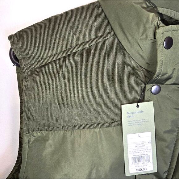 Men's Olive Green Puffer Vest Large NEW - Picture 7 of 7
